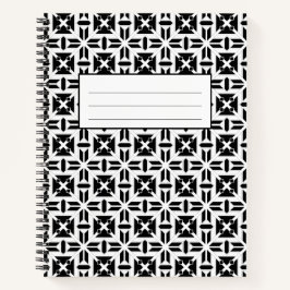 Cuaderno Elegante patrón geométrico en blanco y negro