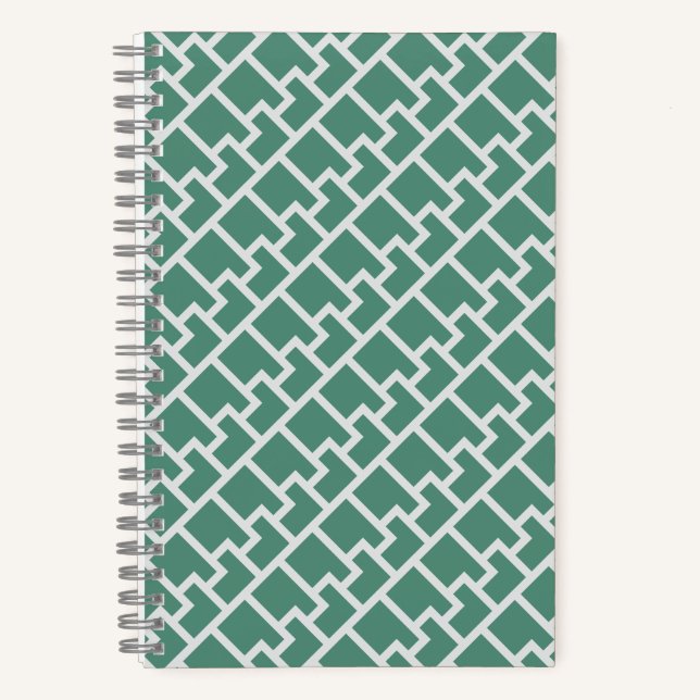 Cuaderno Elegante patrón geométrico verde salvia (Anverso)