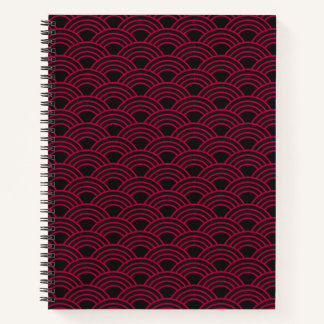 Cuaderno Elegante patrón japonés de onda roja Seigaiha