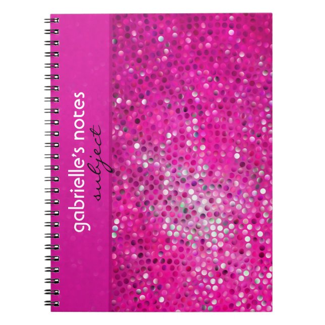 Cuaderno Elegante patrón Purpurina rosado caliente (Frente)