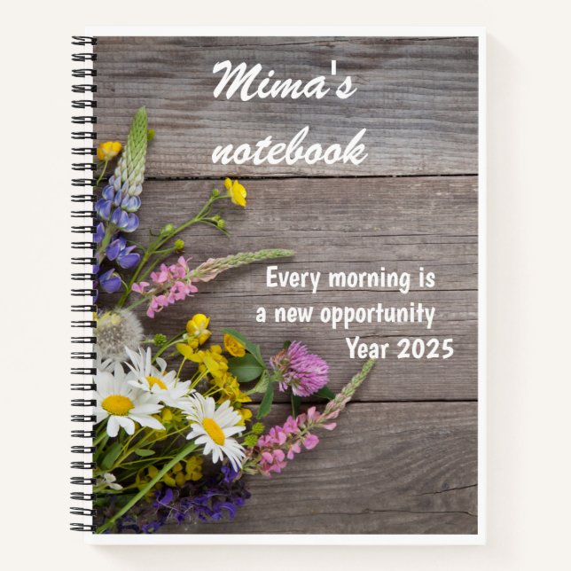 Cuaderno Elegante patrón rosa portátil nombre personalizado (Anverso)
