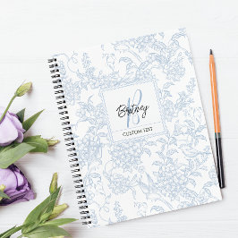 Cuaderno Elegante patrón vintage francés de flores azules c