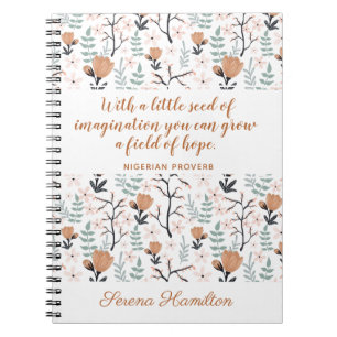 Cuaderno Elegante Peach Inspirador Hope Cita Arte De Flores