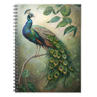 Cuaderno Elegante Peacock Botanic Wall Art Print