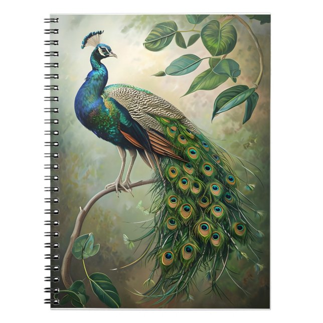 Cuaderno Elegante Peacock Botanic Wall Art Print (Frente)