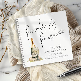 Cuaderno Elegante Pearls Prosecco Bridal Shower Guest Book