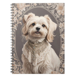 Cuaderno Elegante perro maltés William Morris inspirado