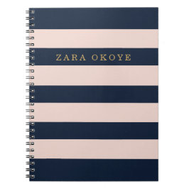 Cuaderno Elegante personalizado azul marino y rosa salmón r
