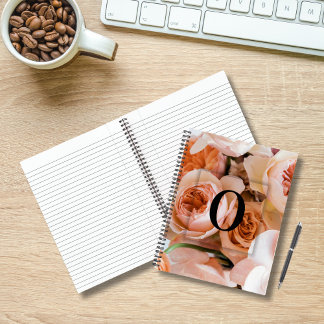Cuaderno Elegante Personalizado Carta Inicial O Rosas Monog