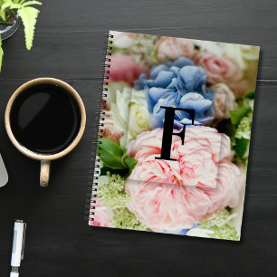 Cuaderno Elegante Personalizado Letra inicial F Rosas Monog