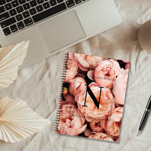 Cuaderno Elegante Personalizado Letra inicial N Rosas Monog