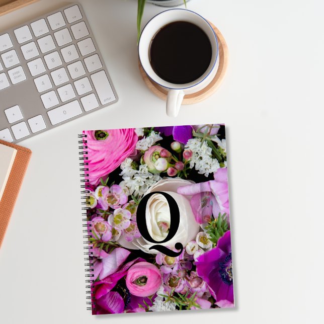 Cuaderno Elegante Personalizado Letra inicial Q Rosas Monog (Subido por el creador)
