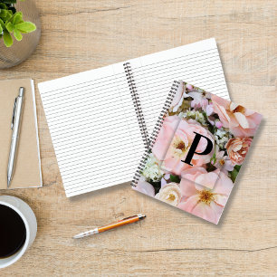 Cuaderno Elegante Personalizado Letra inicial Rosas P Monog