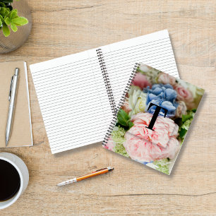 Cuaderno Elegante Personalizado Letra inicial Rosas T Monog