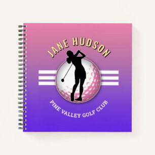 Cuaderno Elegante Personalizado Mujeres Golfer Diseño