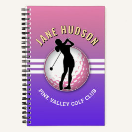 Cuaderno Elegante Personalizado Mujeres Golfer Diseño