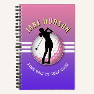 Cuaderno Elegante Personalizado Mujeres Golfer Diseño