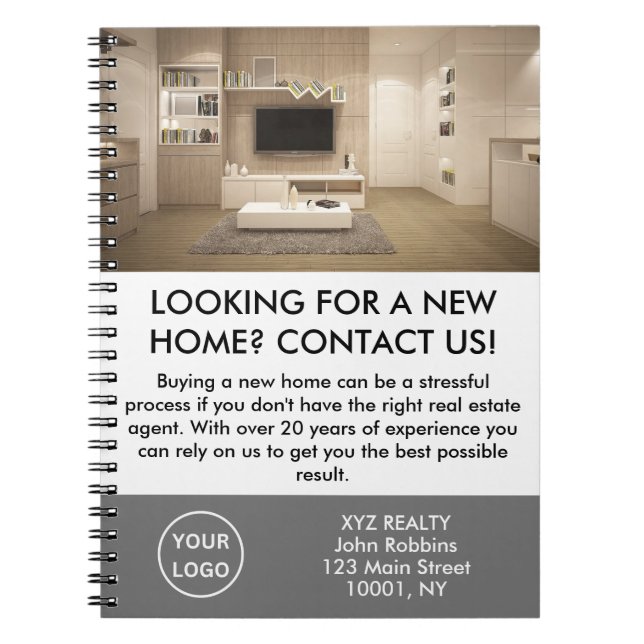 Cuaderno Elegante Personalizado promocional del agente inmo (Frente)