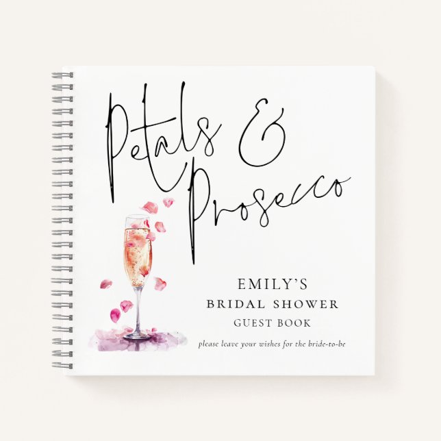 Cuaderno Elegante Petals Prosecco Bridal Shower Guest Book (Anverso)