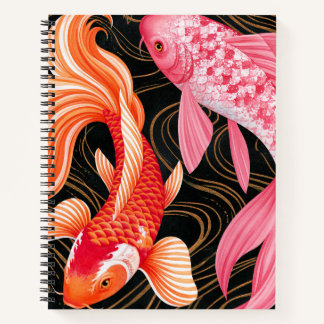 Cuaderno Elegante pez koi acuarela japonesa