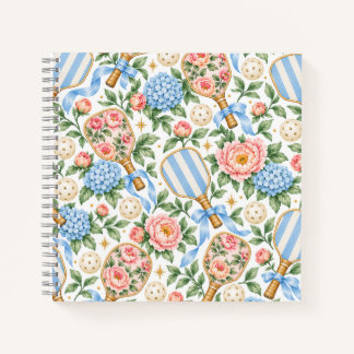 Cuaderno Elegante Pickleball Azul y Rosa Claro Costero