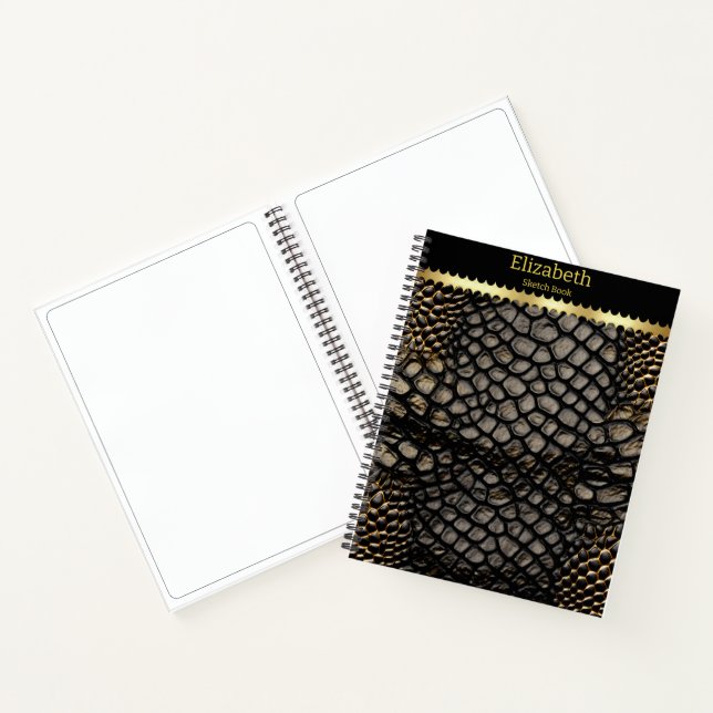 Cuaderno Elegante piel negra y dorada de una serpiente vene (Interior)