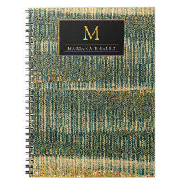 Cuaderno Elegante Pincel Verde con dorado y negro 
