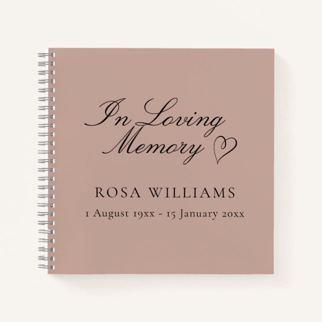 Cuaderno Elegante Pink In Love Memory Funeral Guest Book (Anverso)