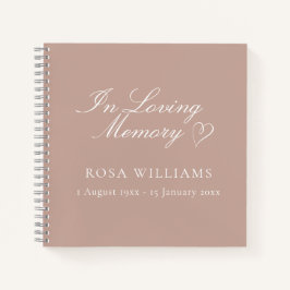 Cuaderno Elegante Pink In Love Memory Funeral Guest Book