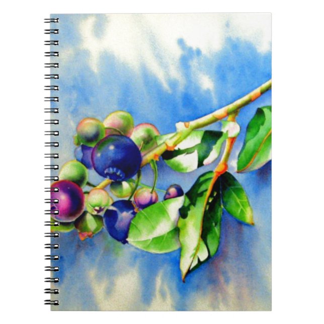 Cuaderno Elegante pintura de arándano azul acuático (Frente)
