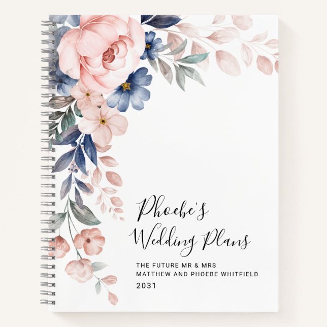 Cuaderno Elegante planificador de boda floral (Anverso)