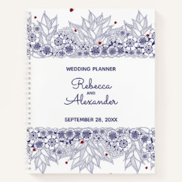 Cuaderno Elegante planificador de la boda blanca azul