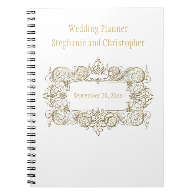 Cuaderno Elegante planificador de la boda de marco dorado M (Frente)