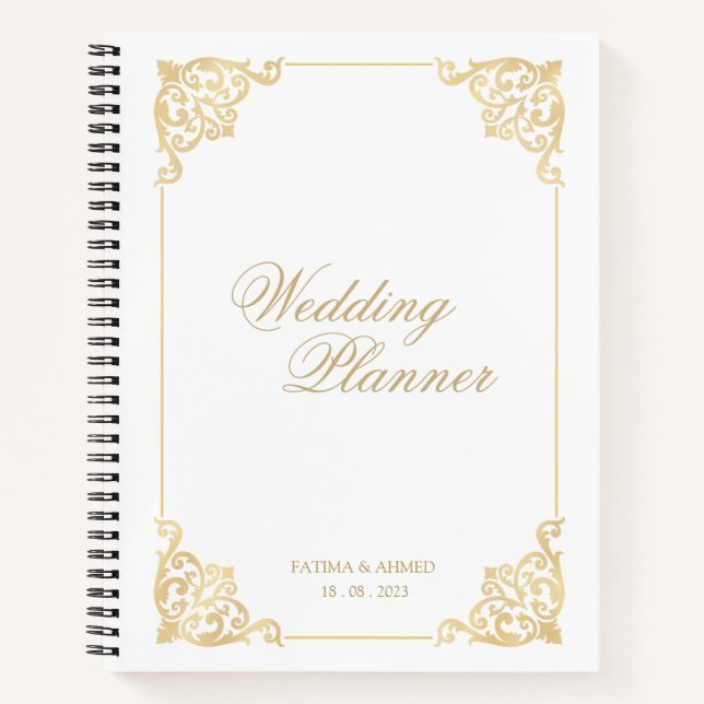 Cuaderno Elegante planificador de la boda islámica de oro b (Anverso)