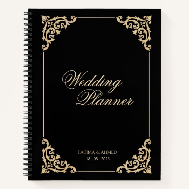 Cuaderno Elegante planificador de la boda islámica de oro n (Anverso)