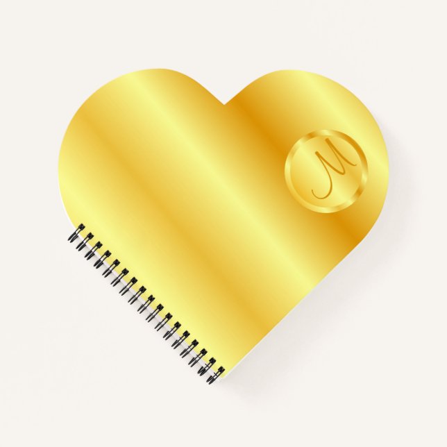 Cuaderno Elegante plantilla de monograma de aspecto dorado  (Anverso)