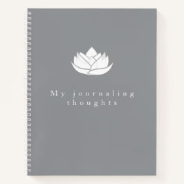 Cuaderno Elegante plantilla Flor gris y blanco Lotus