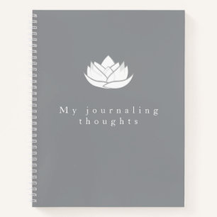 Cuaderno Elegante plantilla Flor gris y blanco Lotus