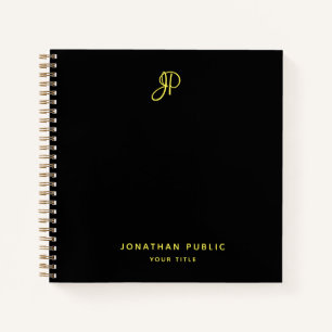 Cuaderno Elegante plantilla inicial monograma de oro para p