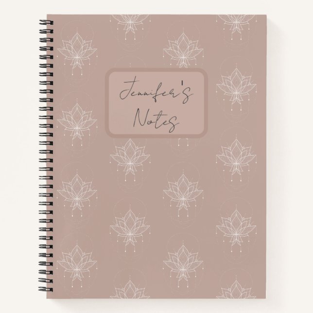 Cuaderno Elegante Plaster Peach Peach Bonito Floral Lotus (Anverso)