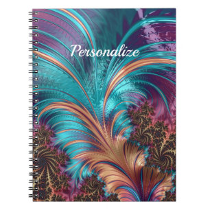 Cuaderno Elegante pluma abstracta púrpura personalizada