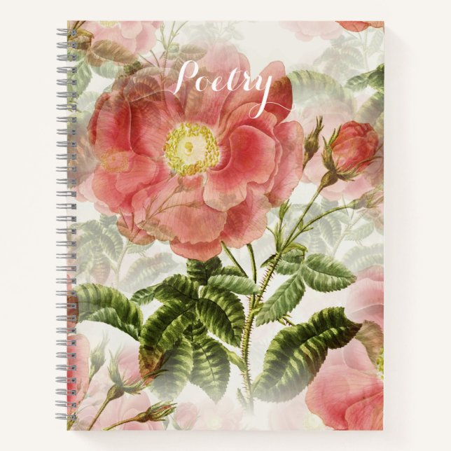 Cuaderno Elegante poesía de flores rosas (Anverso)