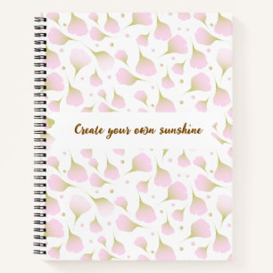 Cuaderno Elegante Polvo Rosa Monograma Pétalos Florales