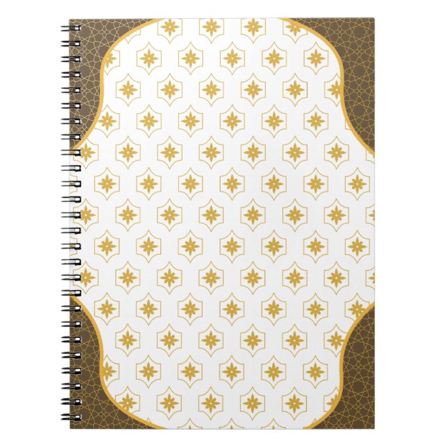 Cuaderno Elegante portátil árabe negro y dorado (Frente)