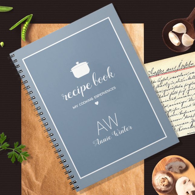Cuaderno Elegante portátil azul turbio para recetas de mamá (Subido por el creador)