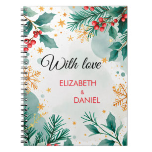Cuaderno Elegante portátil Boda Navidades acuarela