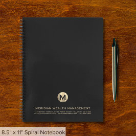 Cuaderno Elegante portátil con monograma de oro para el pla