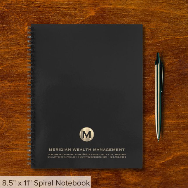 Cuaderno Elegante portátil con monograma de oro para el pla (Subido por el creador)