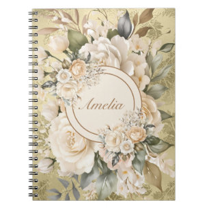 Cuaderno Elegante portátil de color de agua floral para Bou