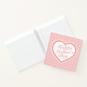 Cuaderno Elegante portátil de corazones rosados feliz Día